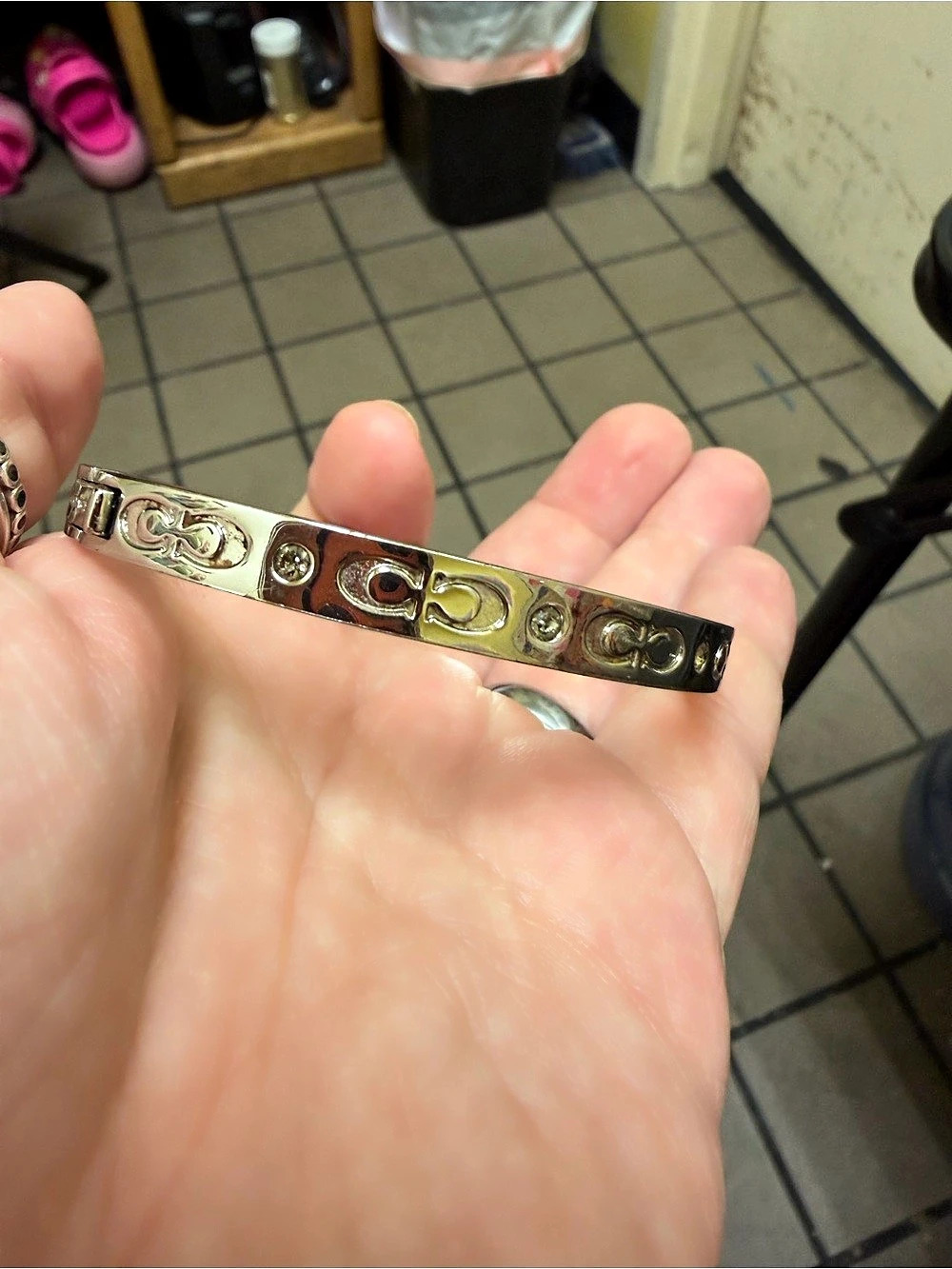 Coach Signature Crystal Hinged Bangle Bracelet